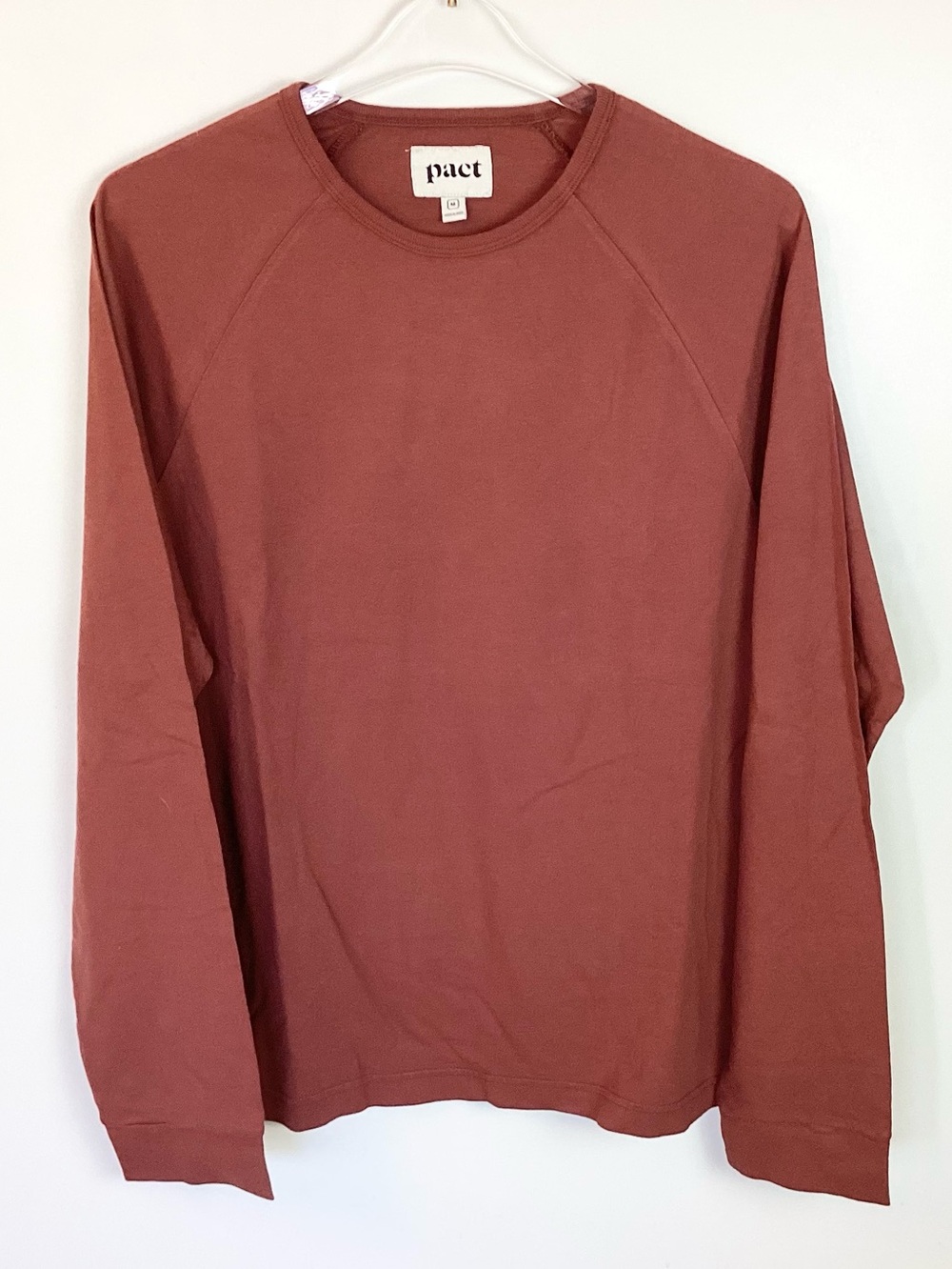 NWOT Pact Organic Cotton Long Sleeve Raglan Tee - Rust - M